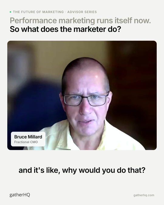 A frame from the Gather advisor film: Performance marketing on autopilot. What is your role?