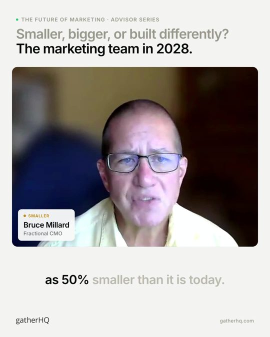 A frame from the Gather advisor film: What will the marketing team look like in 2028?