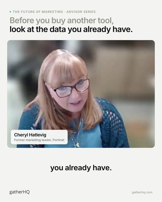 A frame from the Gather advisor film: Start with the data you already have.
