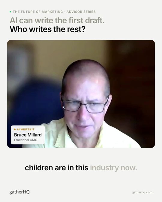 A frame from the Gather advisor film: Will humans still write?